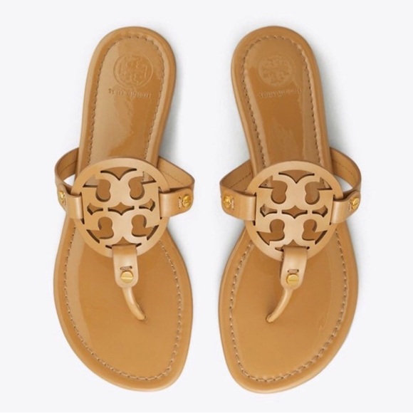 Tory Burch Tan Patent Leather Miller Sandals - Picture 13 of 13